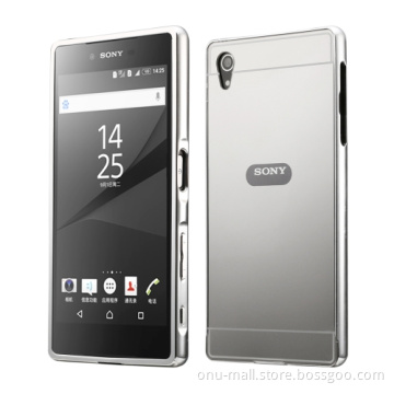 Electroplating Push Pull Back Shell and Metal Bumper Frame Back Cover Case for Sony Xperia Z1 Case